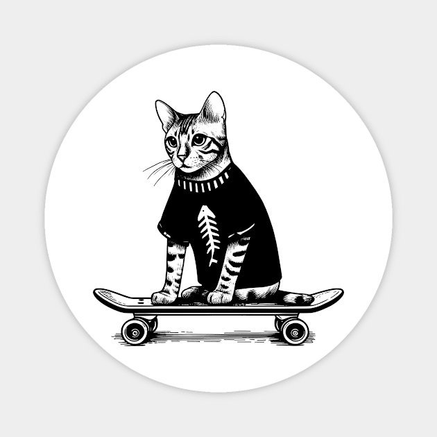 Skateboard Cat Magnet by MasutaroOracle